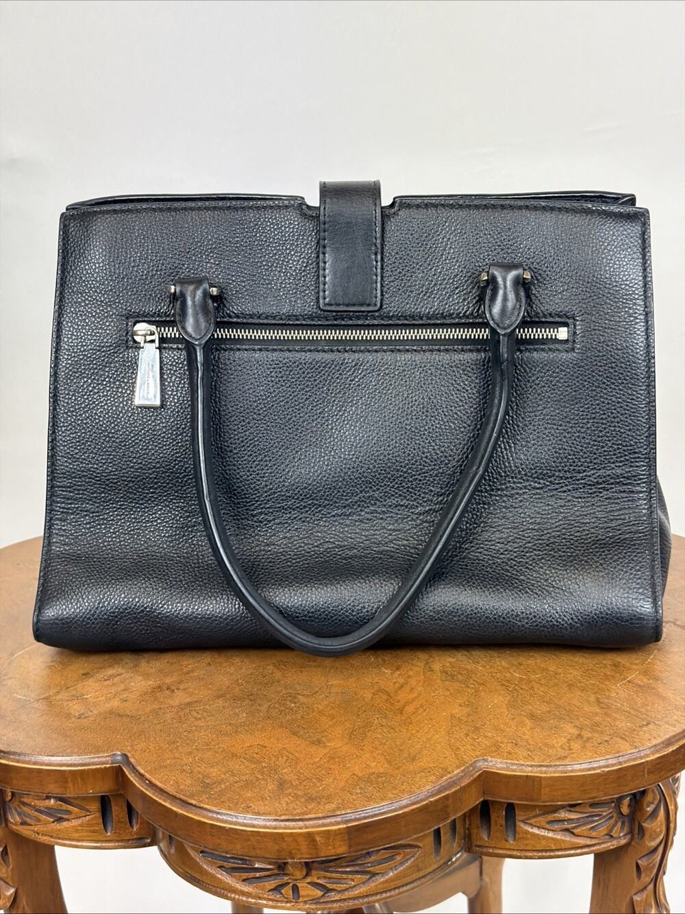 Michael Kors Women's Black Leather Handbag Double Strap Buckle Closure #1660